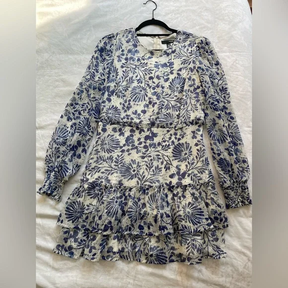 Aqua | Dresses | Aqua Floral Print Ruffle Tiered Mini Dress | Poshmark